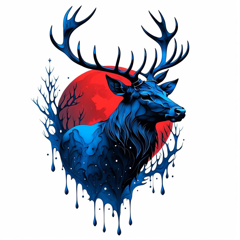 Dark Renaissance Stag Tattoo Design