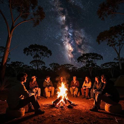 Australian Campfire Under Starry Milky Way