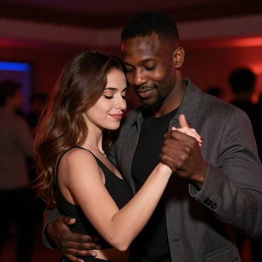 Intimate Dance in Red-Hued Room