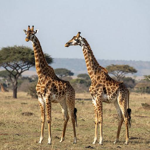 Giraffes in a Sunlit Savanna Scene