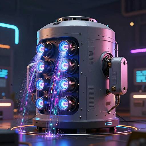 Bulky Cylindrical Sci-Fi AI Generator