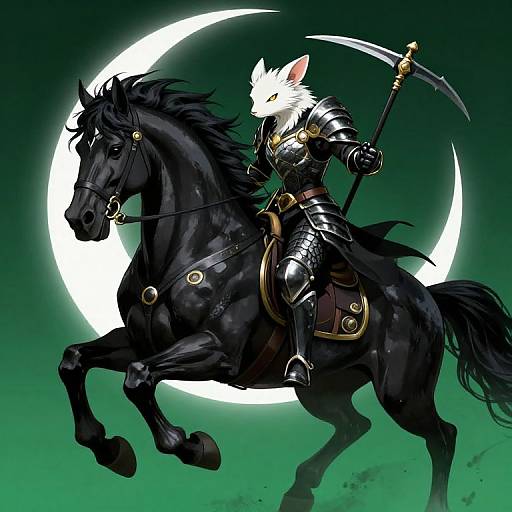 Armored Wererat Riding Black Stallion