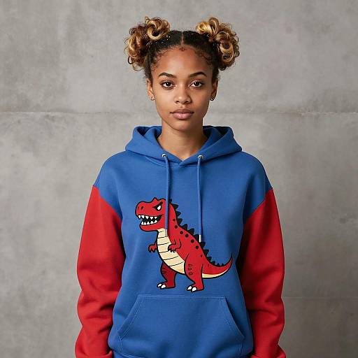 Vibrant Portrait of Young Woman in Hoodie