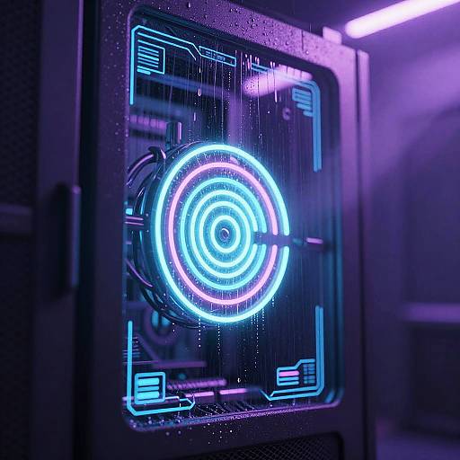 Neon Vortex in Monolithic Server Room
