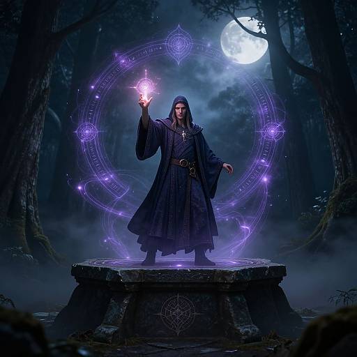 Elegant Sorcerer Casting Powerful Spell
