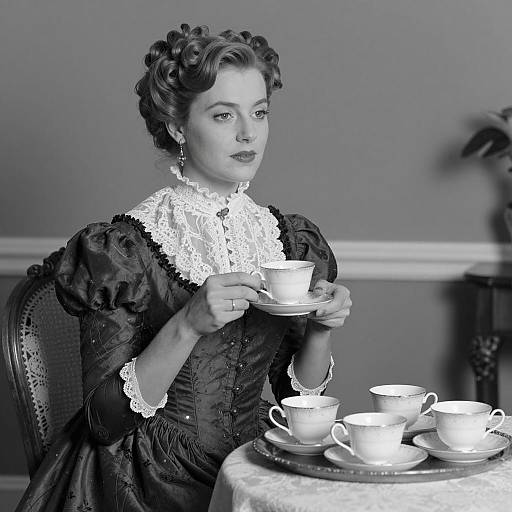 Victorian Woman Holding Teacup