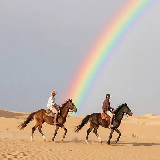 Riders Journey Under Vibrant Rainbow