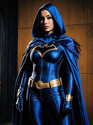 Woman Cosplaying as Batgirl in Blue Costume