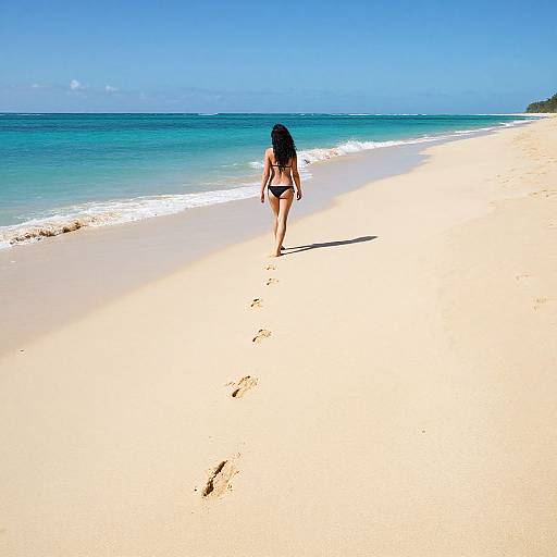 Woman Walking on Tropical Beach