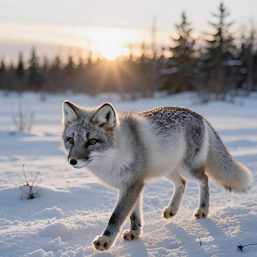 Close-Up of Arctic Fox at Dawn