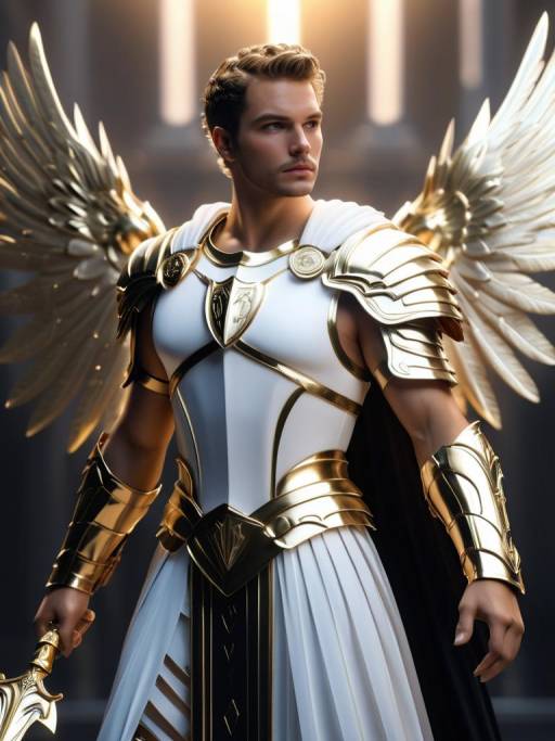 Fantasy Angelic Warrior in Golden Armor