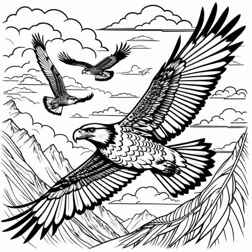 Bold Hawk Tattoo Design for Coloring