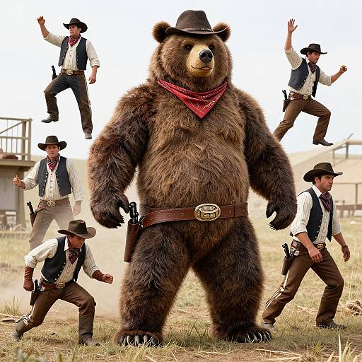 Anthro Grizzly Cowboy Action Pose