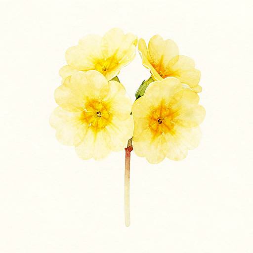 Minimalist Digital Watercolor Primrose