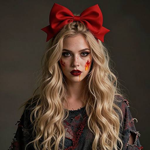 Fiery Woman with Red Bow
