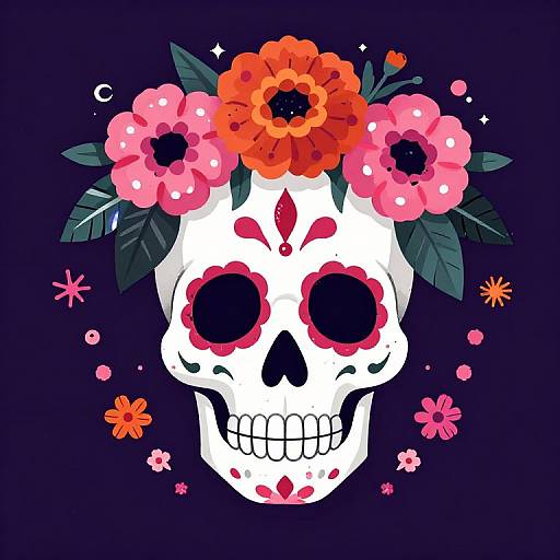 Day of the Dead Sugar Skull with Flowers