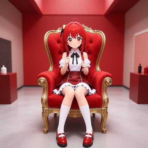 Kawaii Anime Girl in Elegant Room