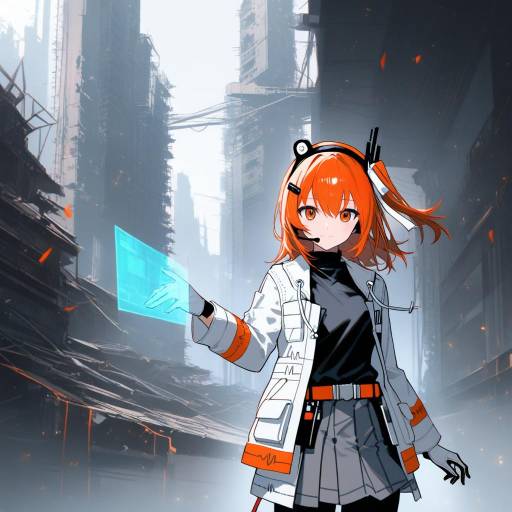 Dystopian Android Girl in Futuristic Landscape