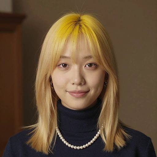 Close-Up Blonde Woman with Yellow Streak