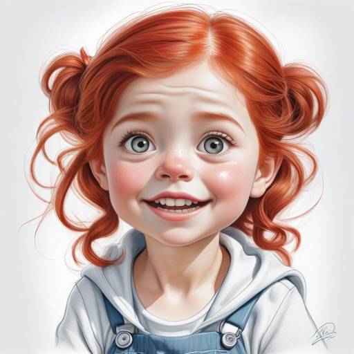Cute Caricature of a Red-Haired Toddler