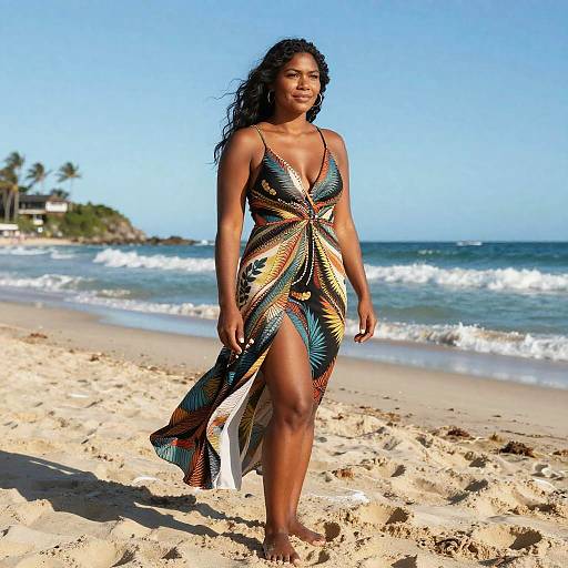 Australian Indigenous Woman Walking on South Beach