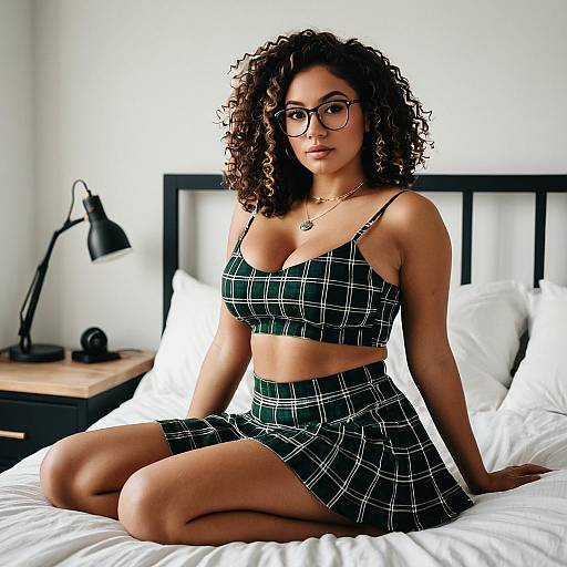 Chic Plaid Crop Top and Mini Skirt Set
