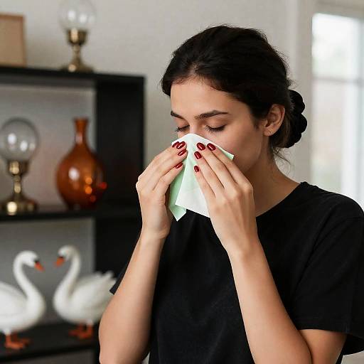 Indoor Portrait of a Woman with Green Tissue