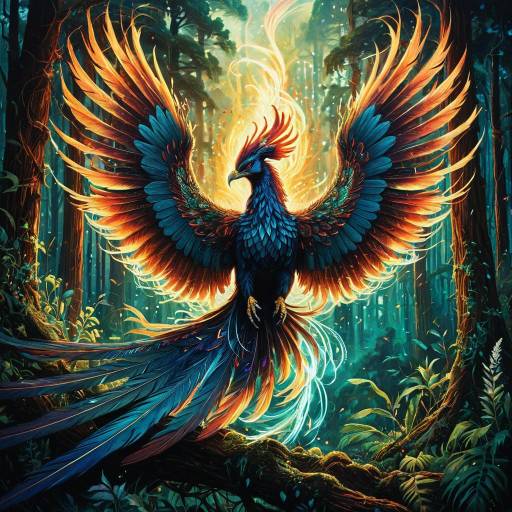 Epic Fantasy Phoenix in Enchanted Forest