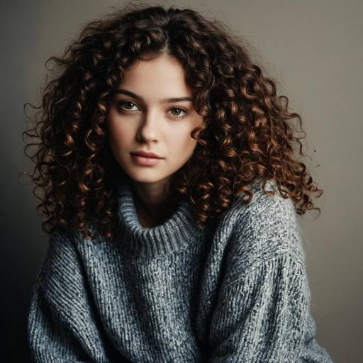 Portrait of Young Woman with Curly Hair