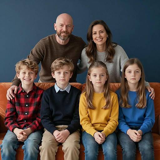 Joyful Family Photo with Colorful Outfits