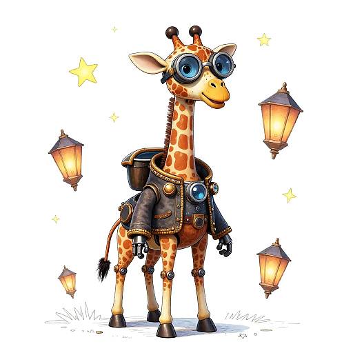 Steampunk Mechanical Giraffe in Burton Style