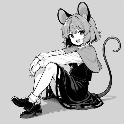 Monochrome Mouse Girl in Parody Style