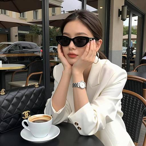 Chic Outdoor Cafe Portrait of a Woman