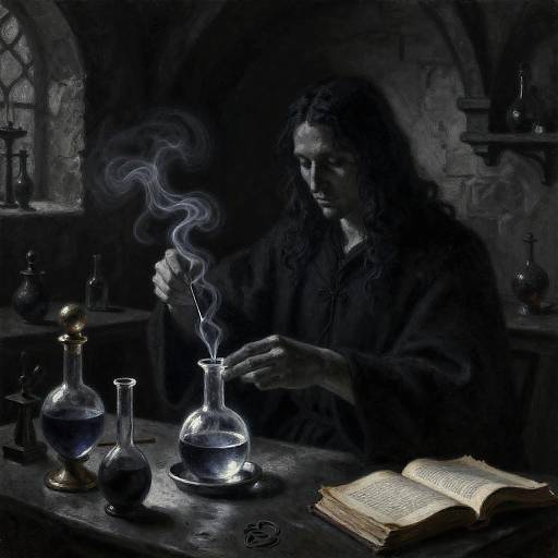 Mysterious Alchemist in Medieval Lab