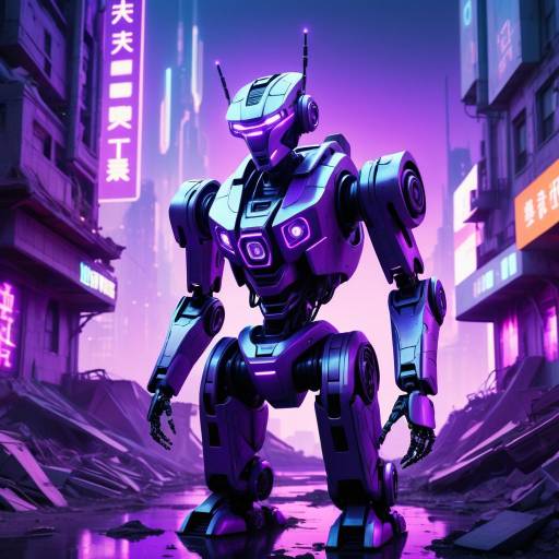Futuristic Robot in Urban Wasteland Futuristic Robot in Urban Wasteland