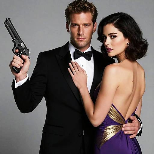 Elegant Duo: Tuxedo and Glamorous Dress