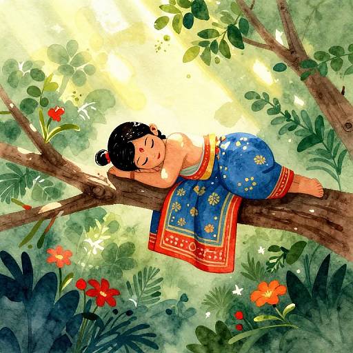 Mythical Allalu Block Print Art