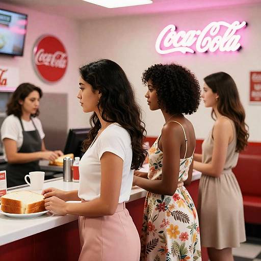 Three Women at Diner Counter