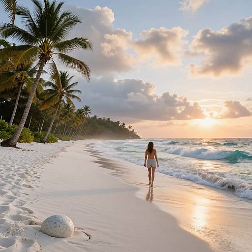 Tropical Waterfall Beach Paradise Sunset