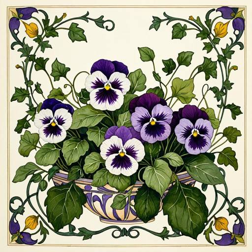 Variegated Violet Pansies with Ivy Border
