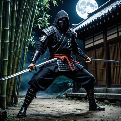 Ninja Training in Moonlit Dojo