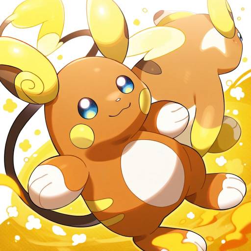 Illustration of Alolan raichu, pokemon in the style of Hiiringu