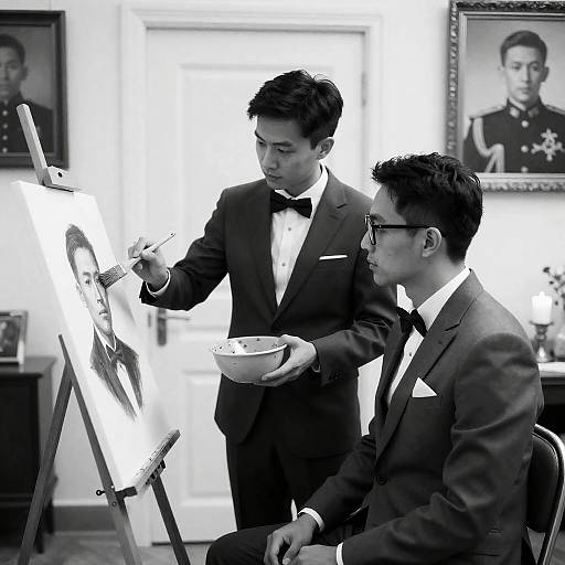 Classic Portrait Painting in Black and White