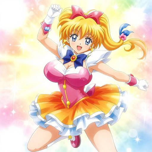 Colorful Magical Girl Action Pose