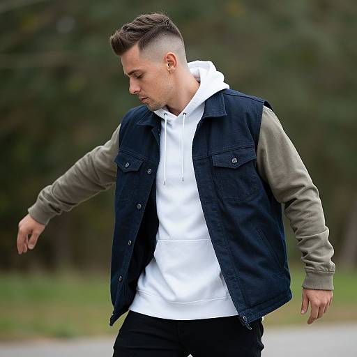 Stylish Mohawk Fade in Streetwear