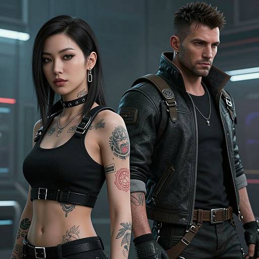 Cyberpunk Duo with Futuristic Detail