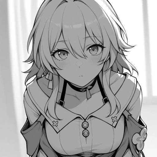Monochrome Portrait of a Girl in Sketch