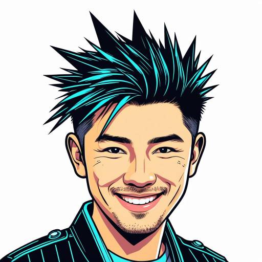 Cyberpunk Style Spiky Haired Man Illustration