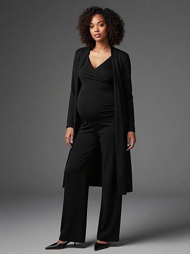 Sleek Monochrome Maternity with Afro