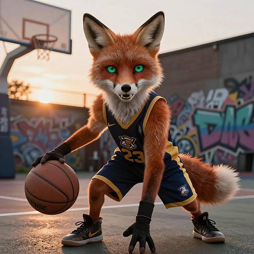 Dynamic Portrait of Anthro Fox Athlete